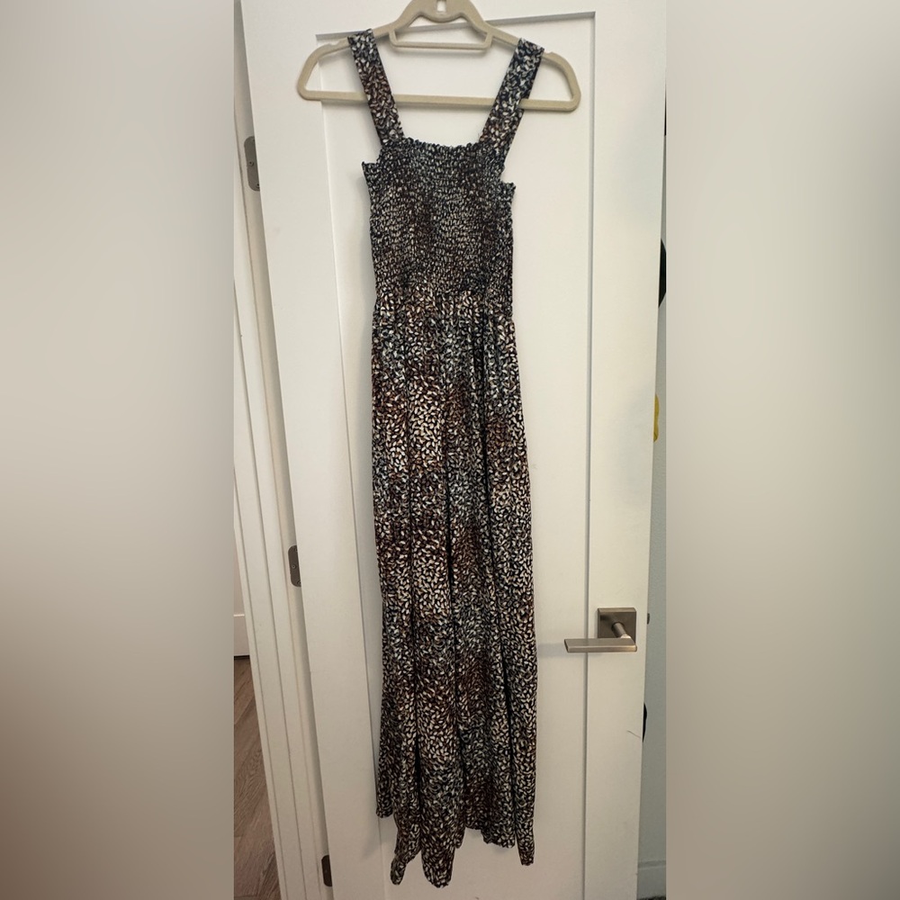 Navy and Gold Patterned Flowy Jumpsuit